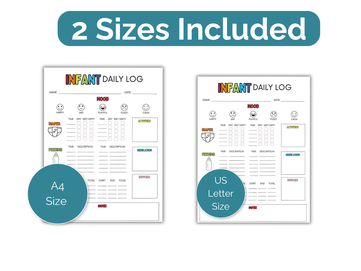 Editable Baby Daily Log Tracker
