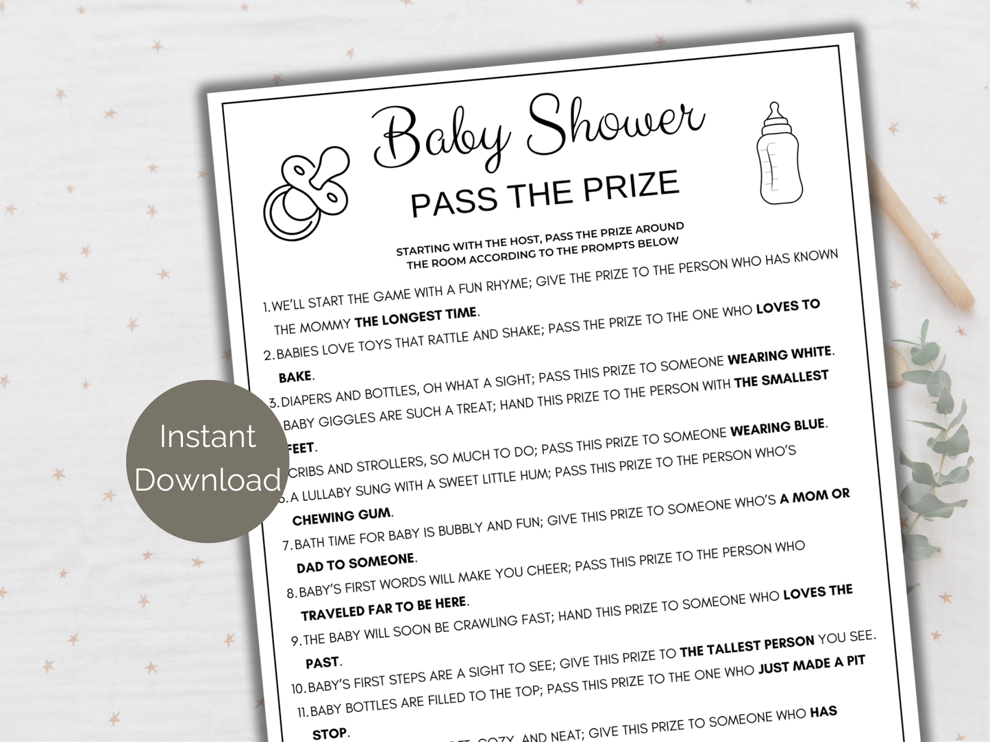 Baby Shower Pass The Prize