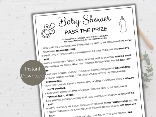Baby Shower Pass The Prize