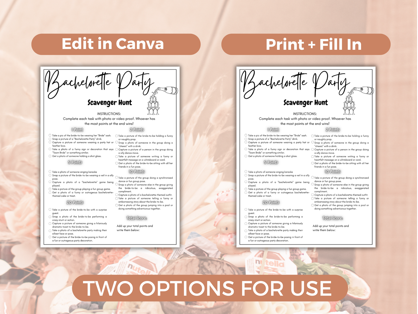 Editable Bachelorette Scavenger Hunt