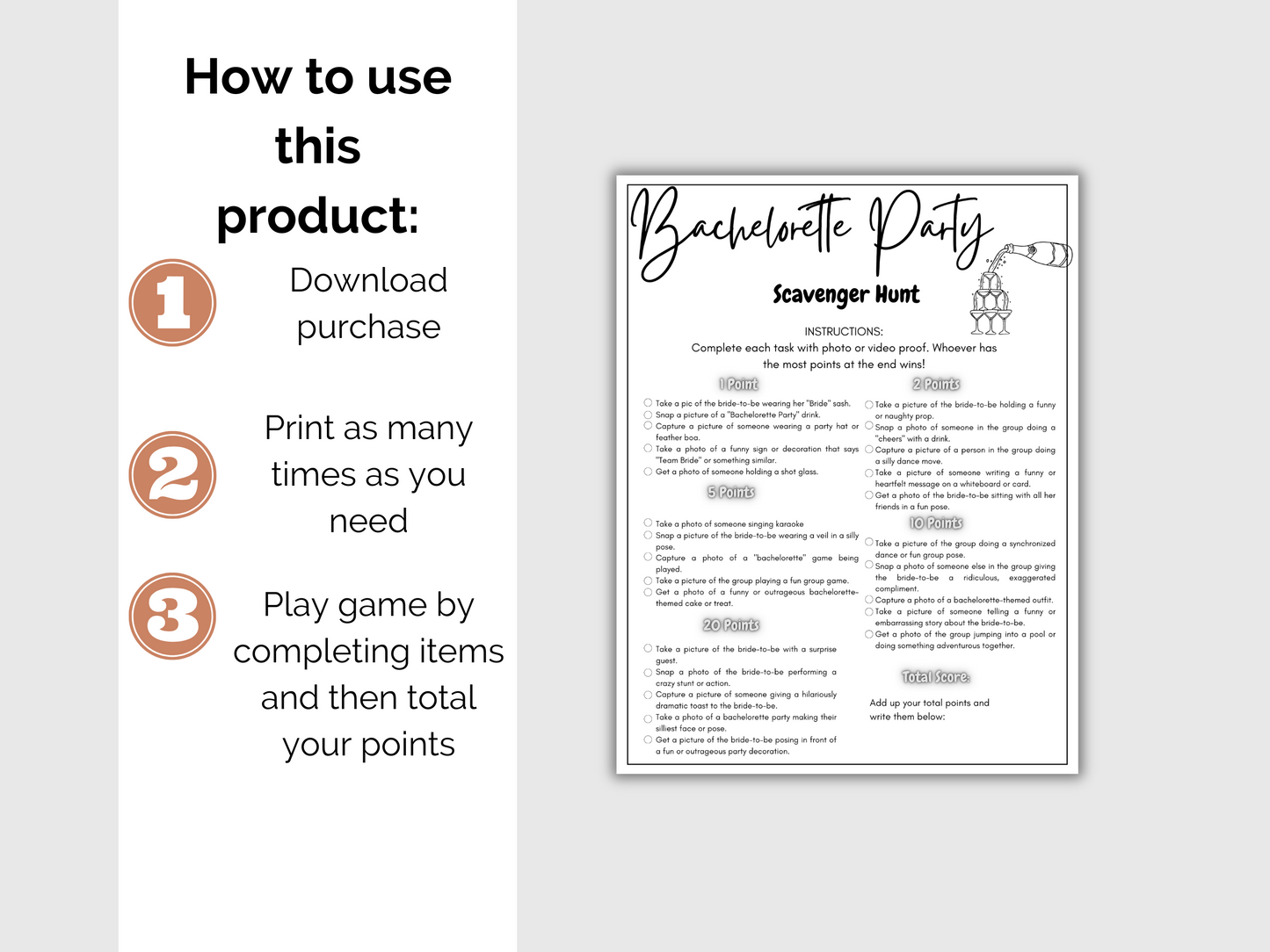 Editable Bachelorette Scavenger Hunt