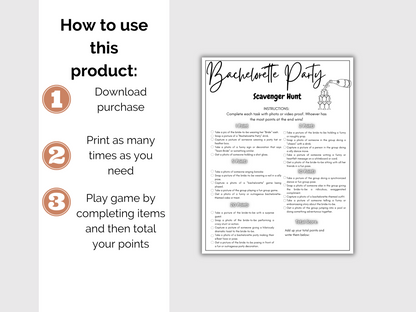 Editable Bachelorette Scavenger Hunt