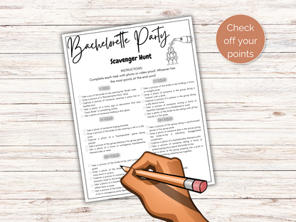 Editable Bachelorette Scavenger Hunt