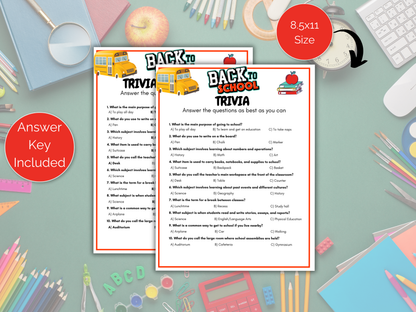 Back to School Trivia Game