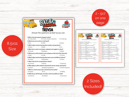 Back to School Trivia Game