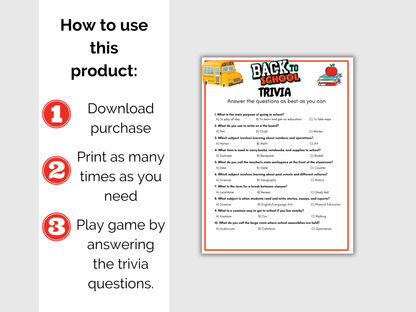 Back to School Trivia Game