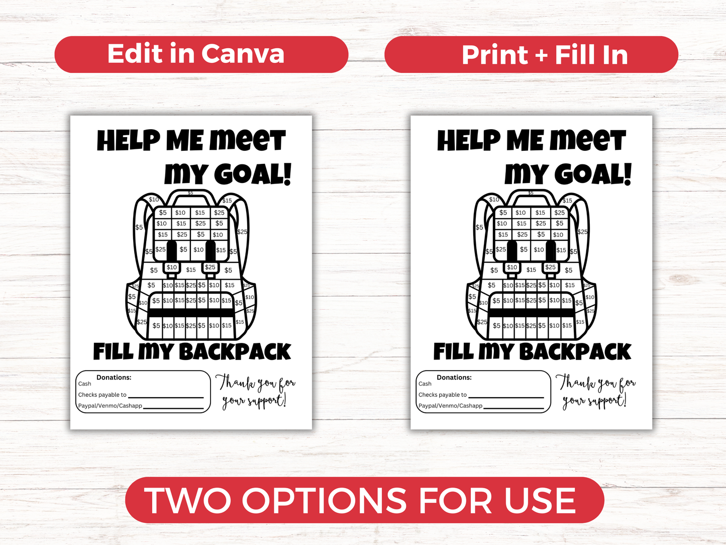 Editable Fill My Backpack Fundraiser Template