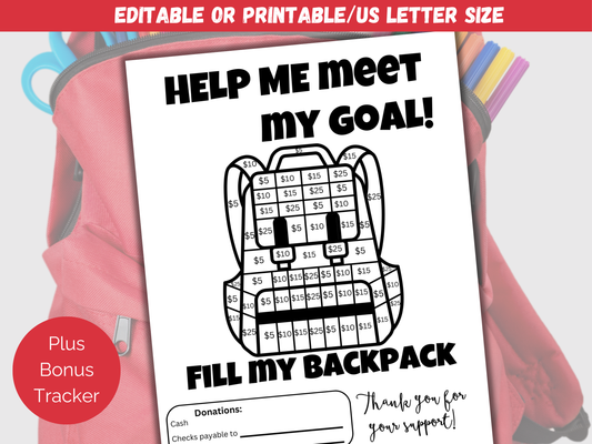 Editable Fill My Backpack Fundraiser Template