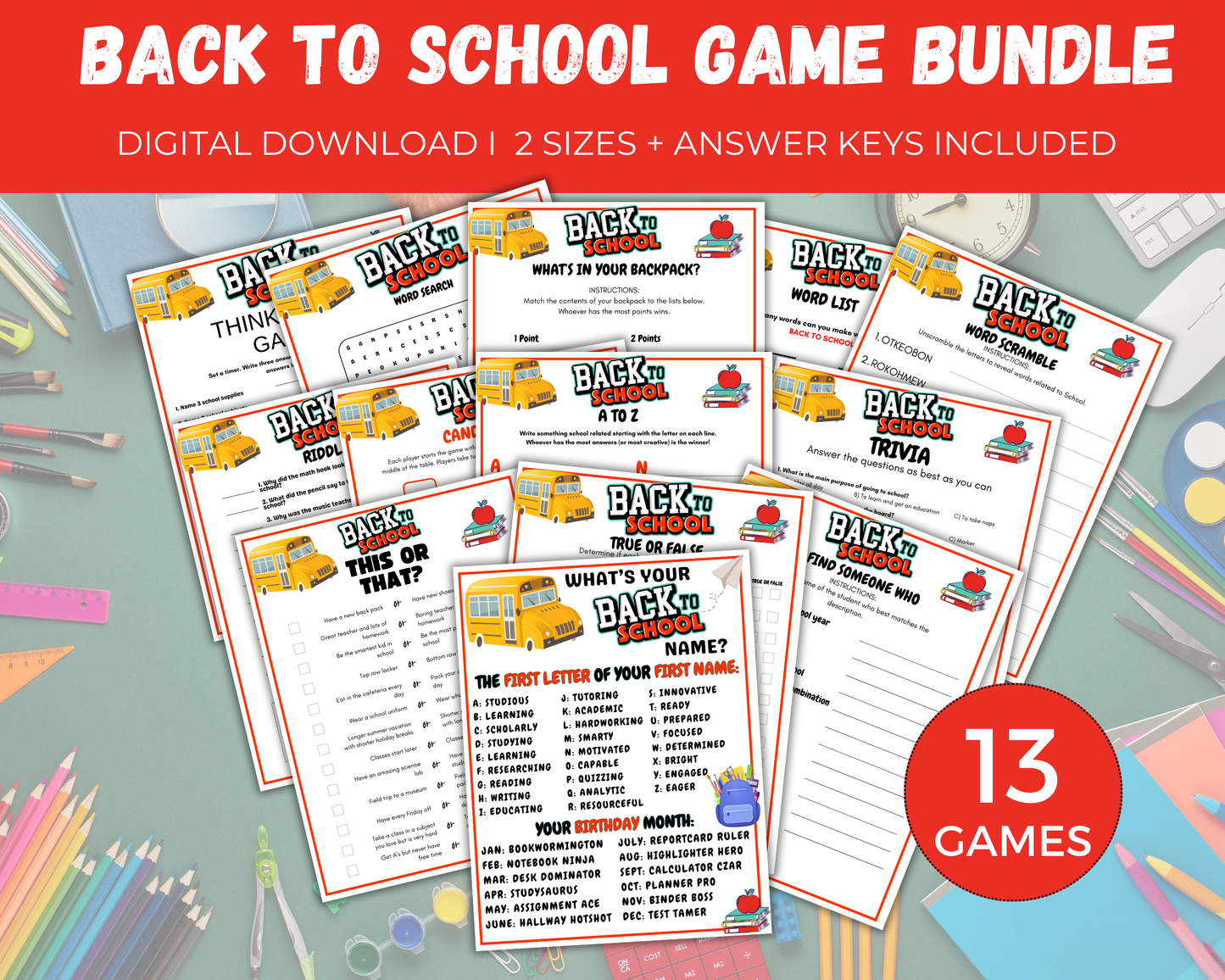 Back to School Games Bundle