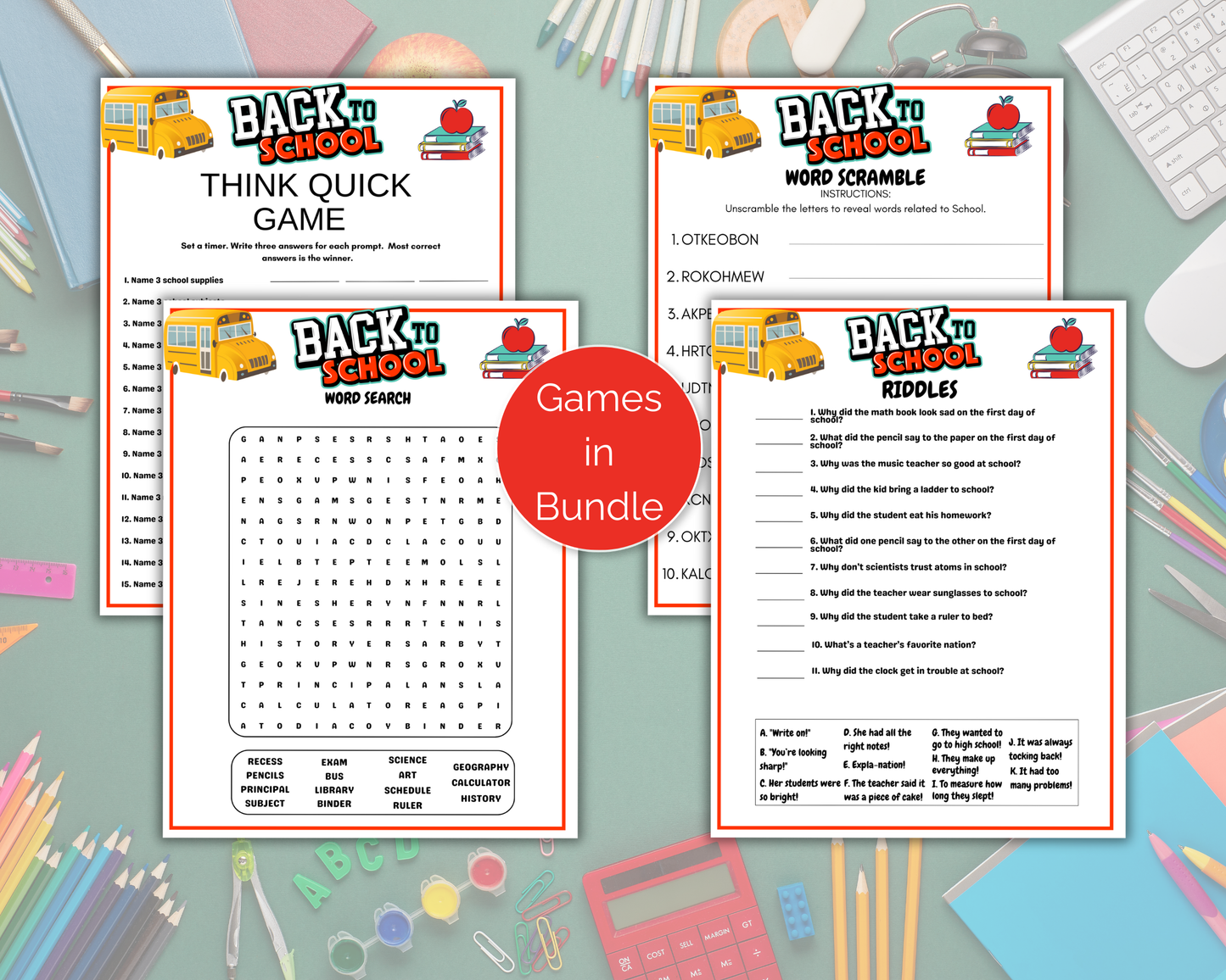 Back to School Games Bundle