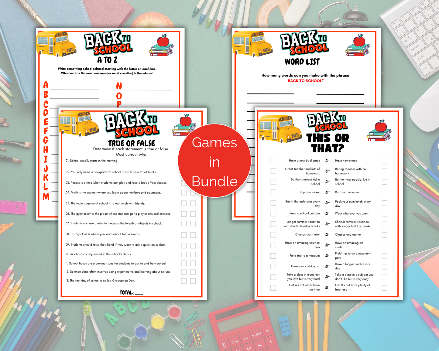Back to School Games Bundle