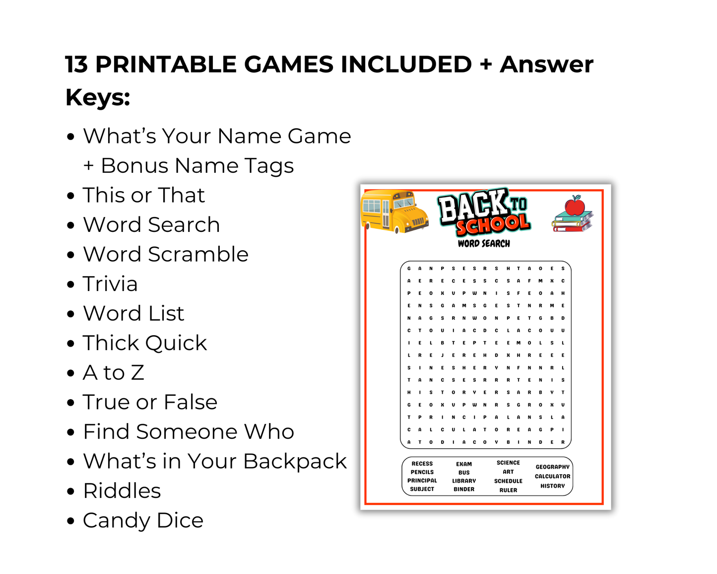 Back to School Games Bundle