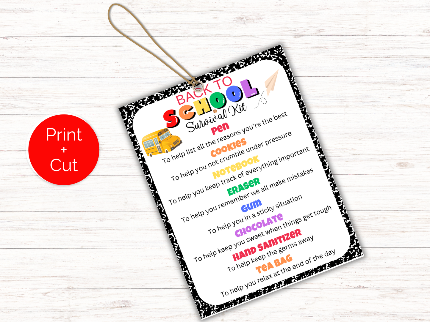 Editable Back to School Survival Kit Gift Tags