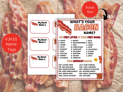 What's Your Bacon Name Game + Name Tags