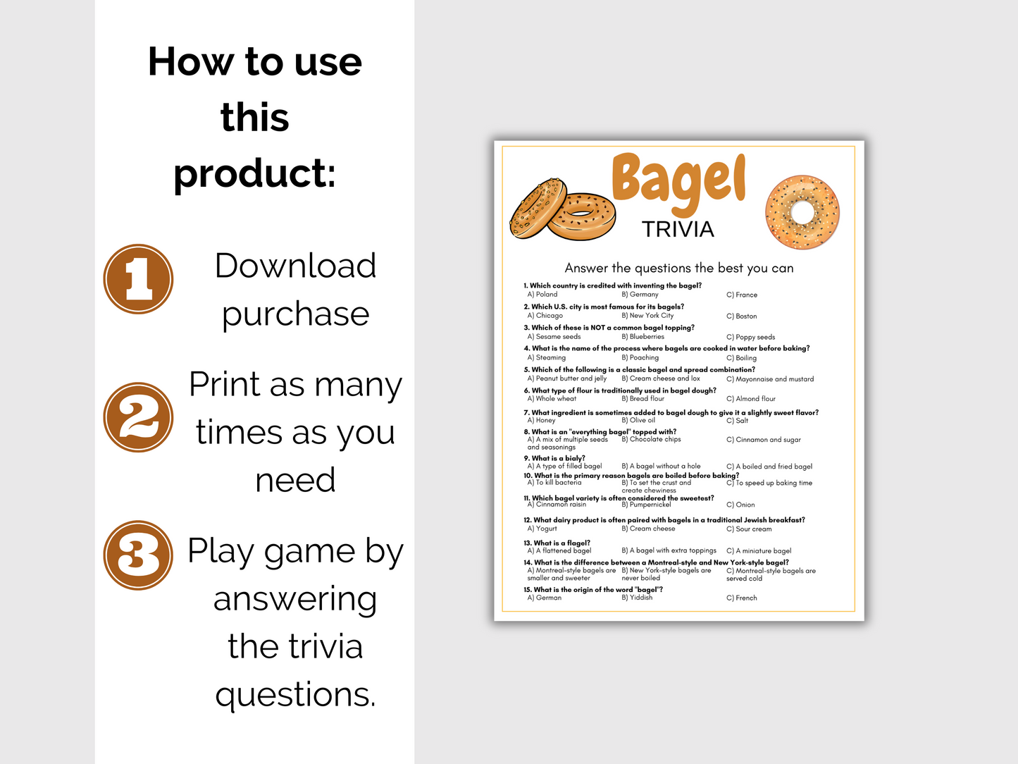 Bagel Trivia Game