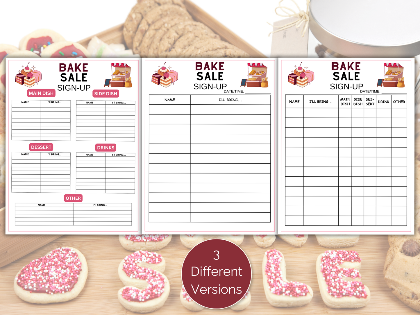 Bake Sale Sign Up Sheet