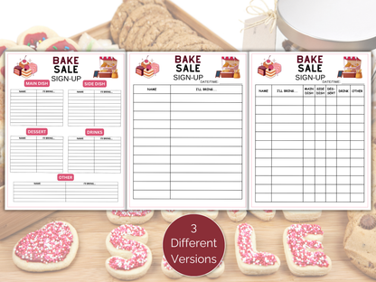 Bake Sale Sign Up Sheet