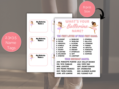 What's Your Ballerina Name Game + Name Tags