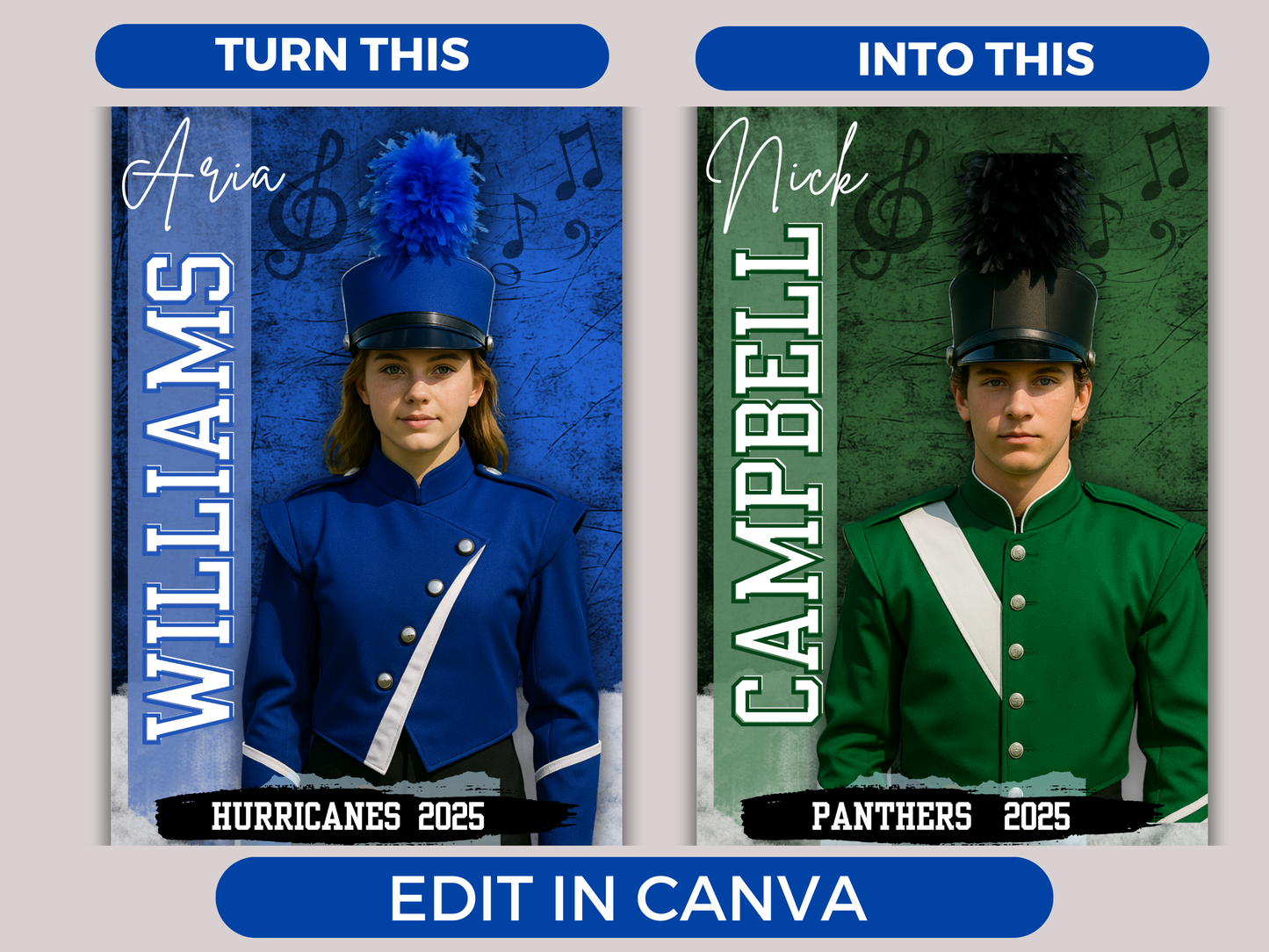 Editable Senior Marching Band Banner Template
