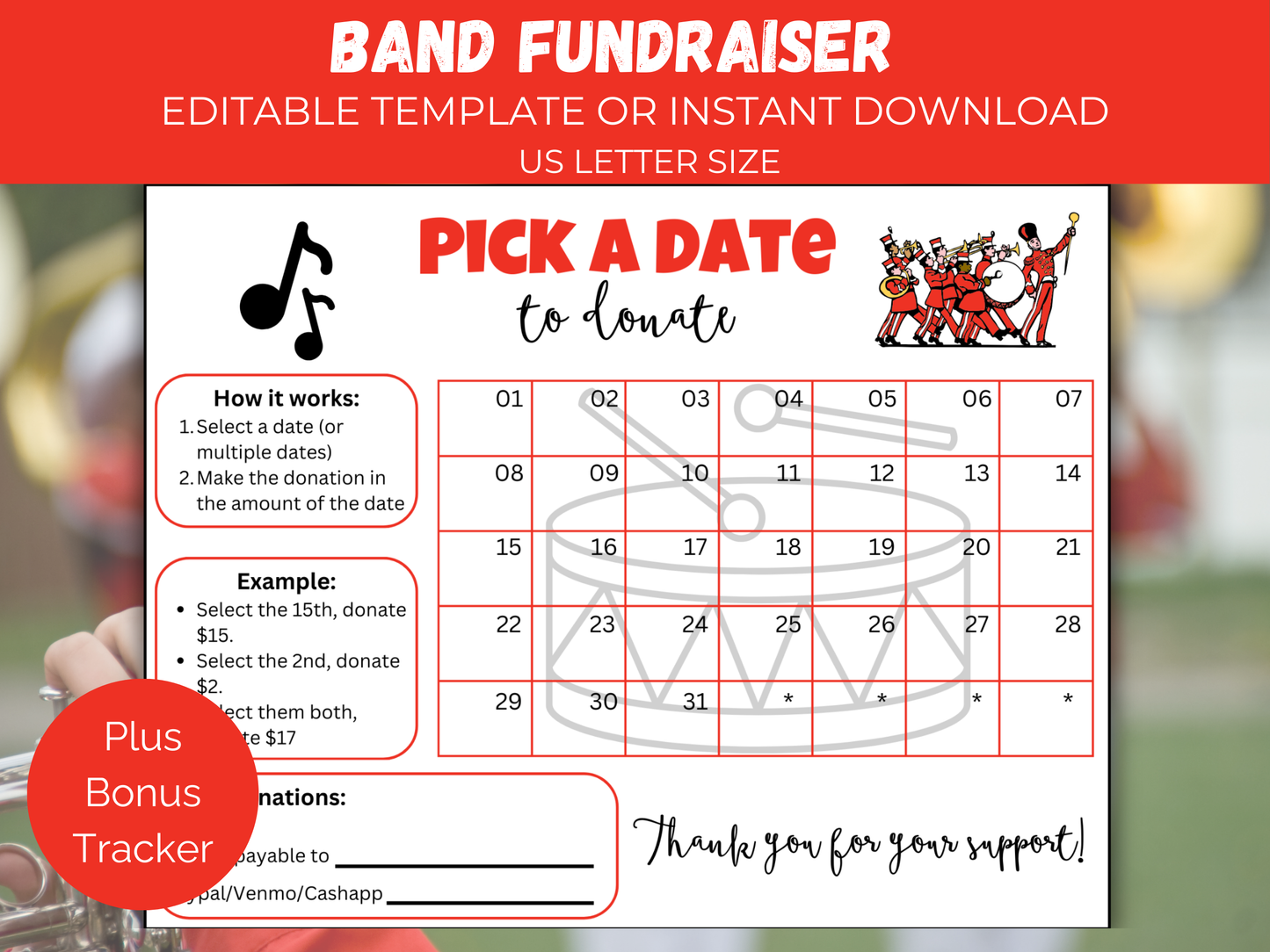 Editable Band Pick A Date