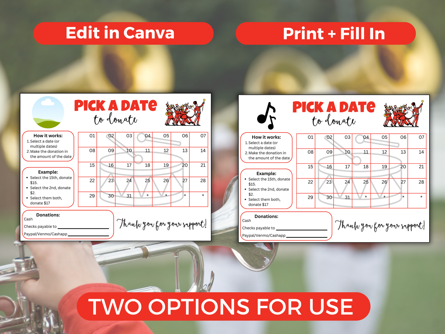 Editable Band Pick A Date