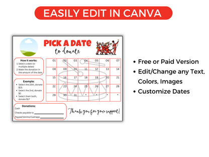 Editable Band Pick A Date