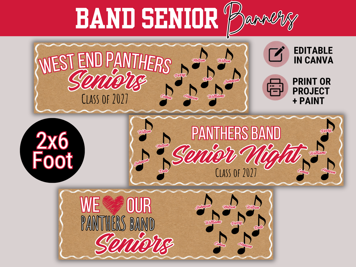 Editable Band Senior Brown Paper Banner