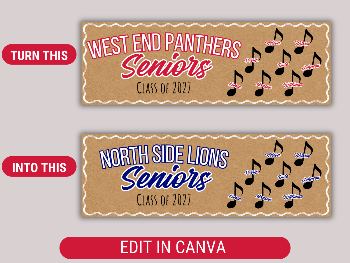 Editable Band Senior Brown Paper Banner