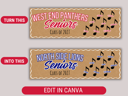 Editable Band Senior Brown Paper Banner