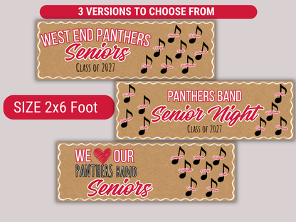 Editable Band Senior Brown Paper Banner