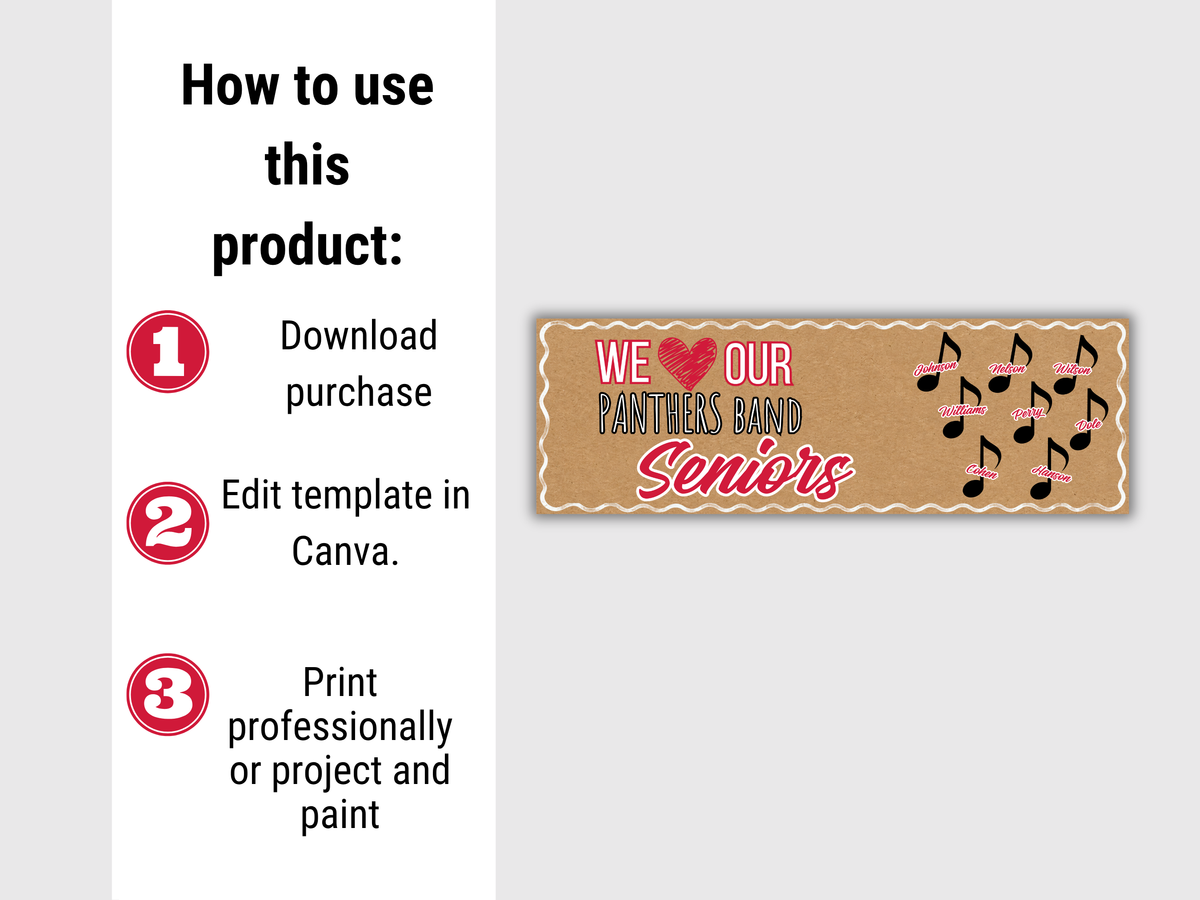 Editable Band Senior Brown Paper Banner
