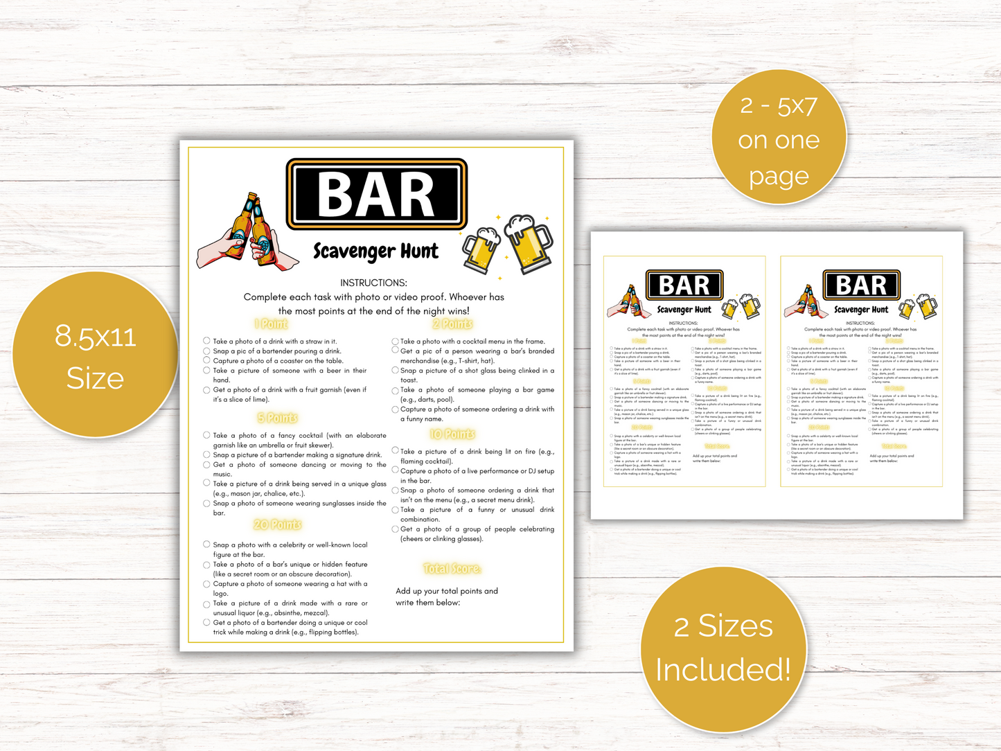 Bar Crawl Scavenger Hunt