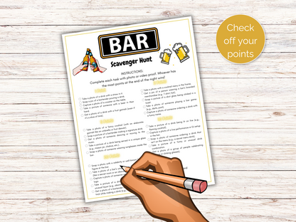 Bar Crawl Scavenger Hunt