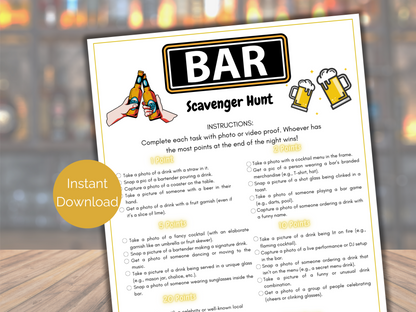 Bar Crawl Scavenger Hunt