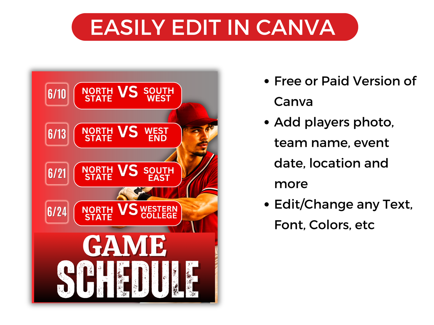 Baseball Schedule Template