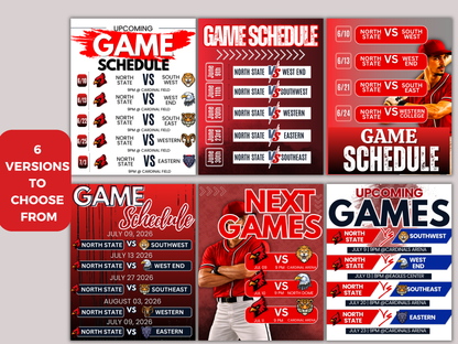 Baseball Schedule Template