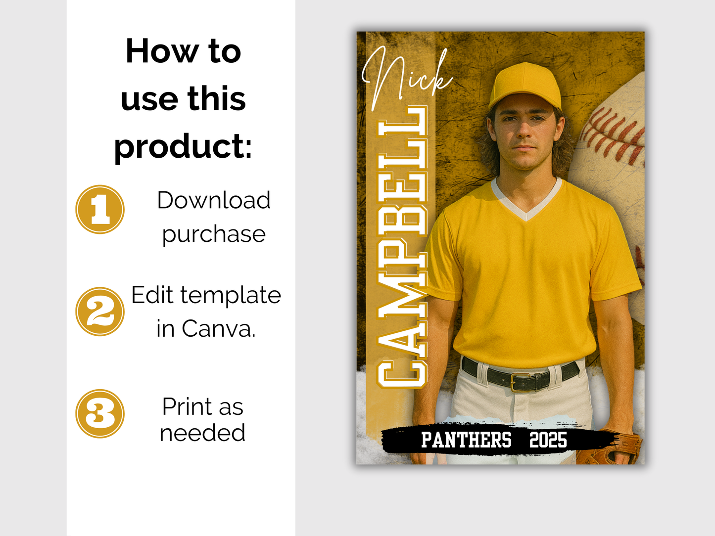 Editable Senior Baseball Banner Template