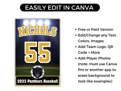 Editable Baseball Team Roster Template