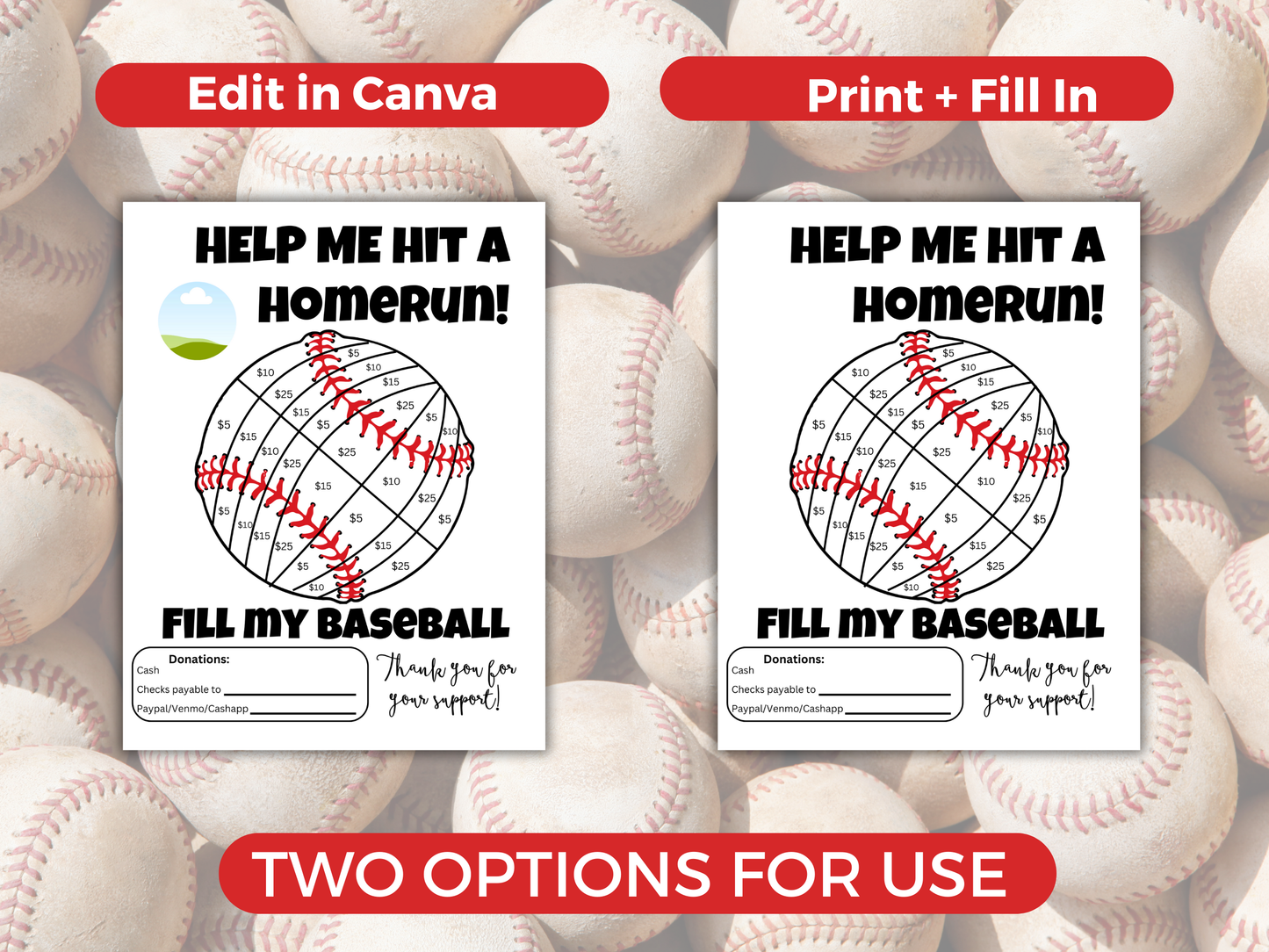 Editable Fill My Baseball Fundraiser Template