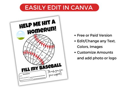 Editable Fill My Baseball Fundraiser Template