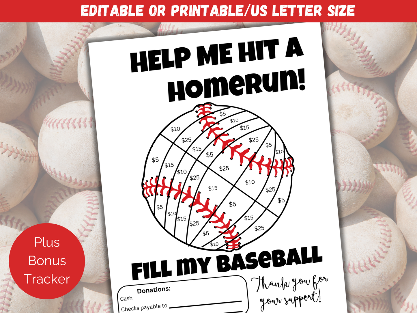 Editable Fill My Baseball Fundraiser Template