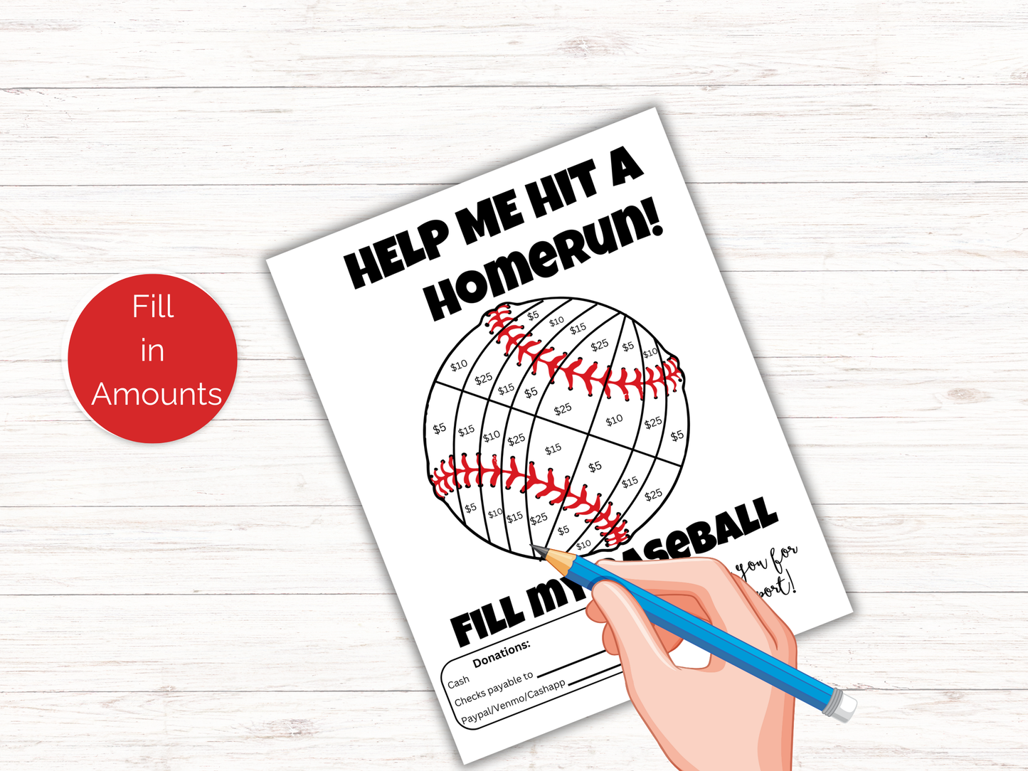 Editable Fill My Baseball Fundraiser Template