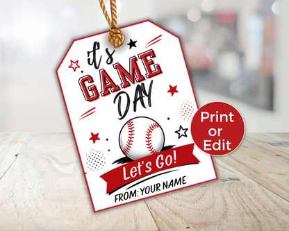 Editable Baseball Team Treat Tags