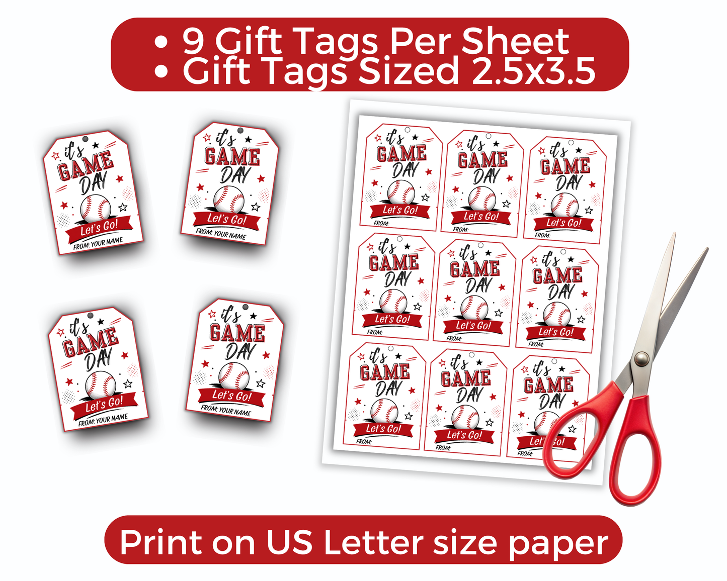 Editable Baseball Team Treat Tags
