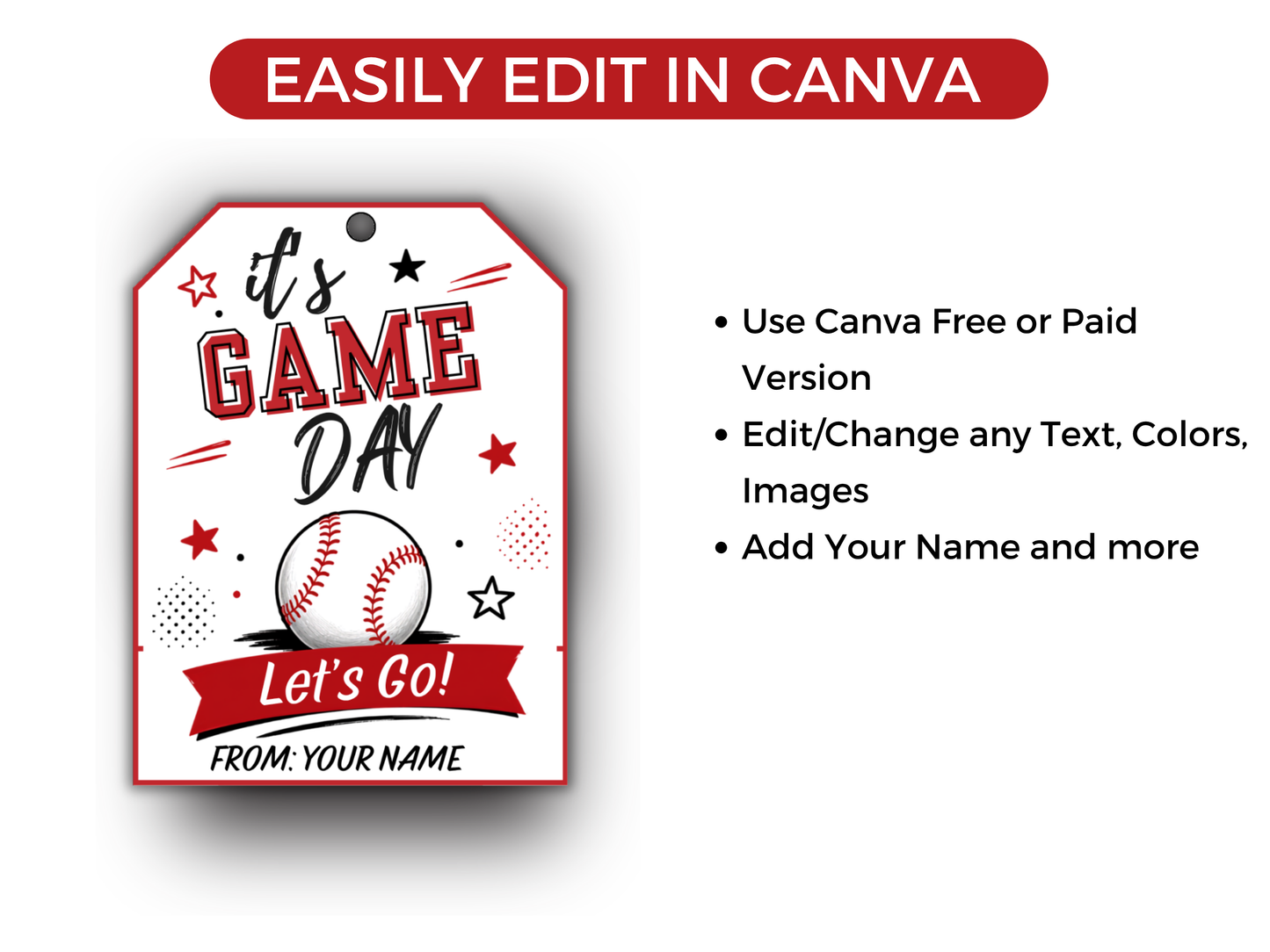 Editable Baseball Team Treat Tags