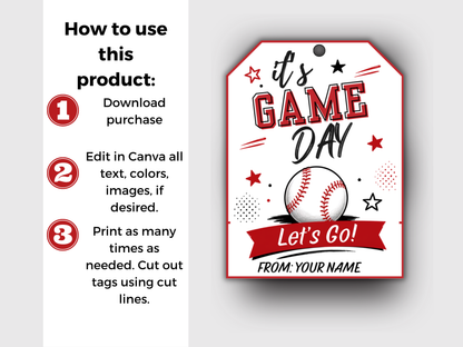 Editable Baseball Team Treat Tags