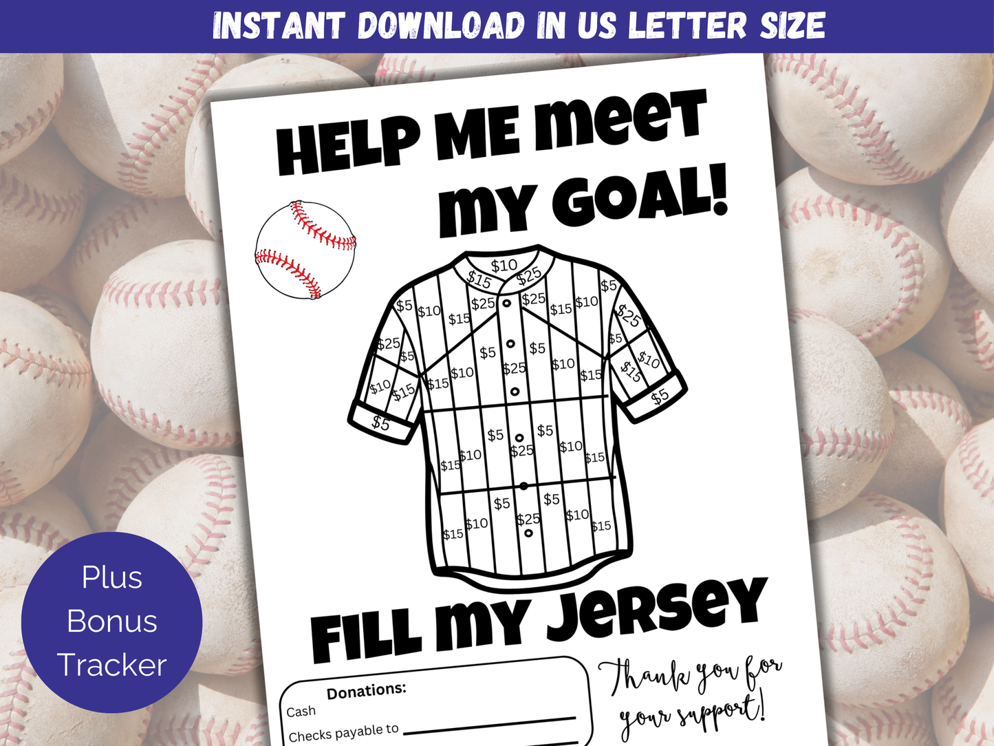 Fill My Baseball Jersey Fundraiser Template