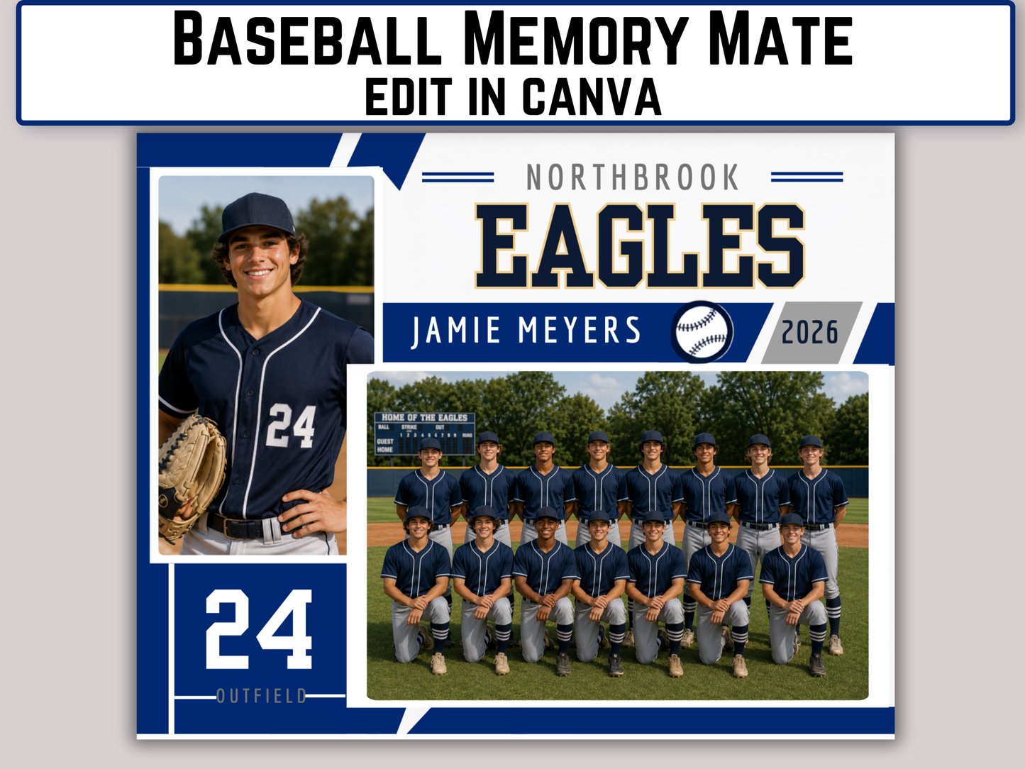 Editable Baseball Memory Mate Template