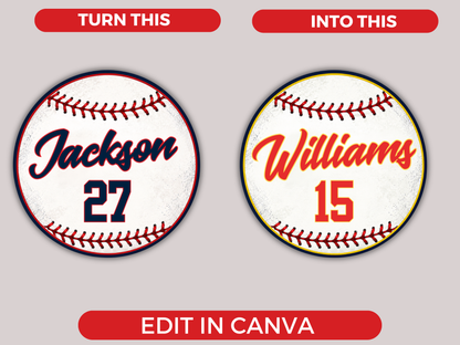 Editable Baseball Name Tags Template