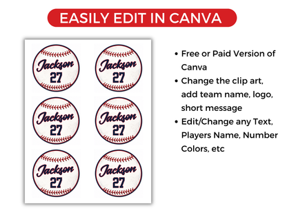 Editable Baseball Name Tags Template